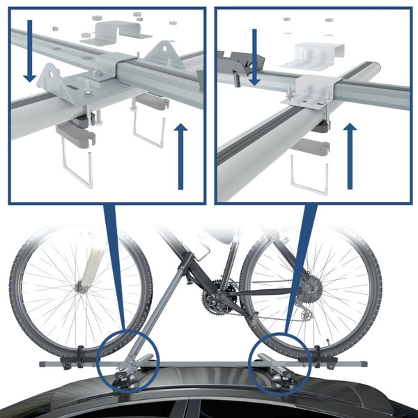 Dachfahrradträger, Dachfahrradhalter mit Schlüssel und Alubalken - 3xM-08