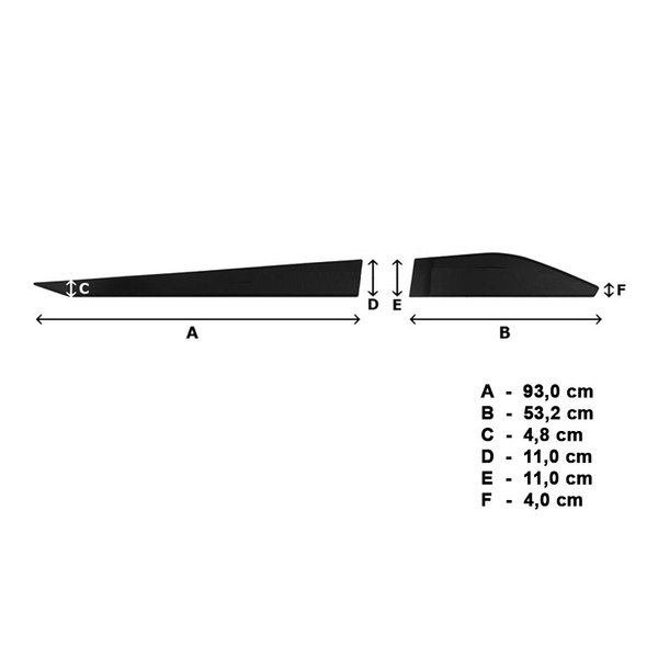 Schwarze Auto Seitenschutzleisten Suzuki Across SUV (2020-....) - (Länge: 930mm; 532mm)