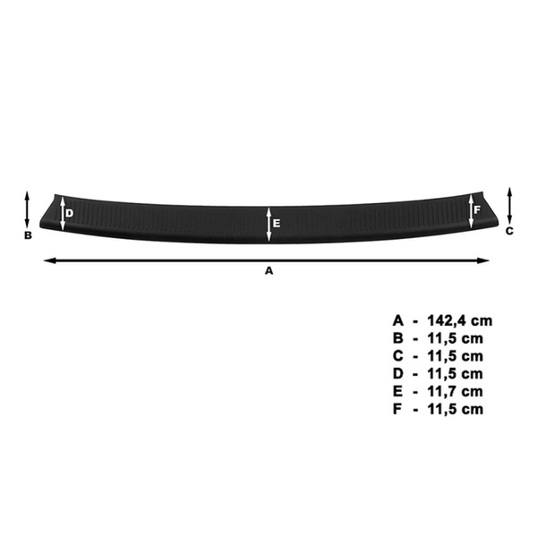 Schwarzer Ladekantenschutz für die hintere Stoßstange Volkswagen Transporter T5 Van (2004-2015) - (kürzer und langer Radstand)