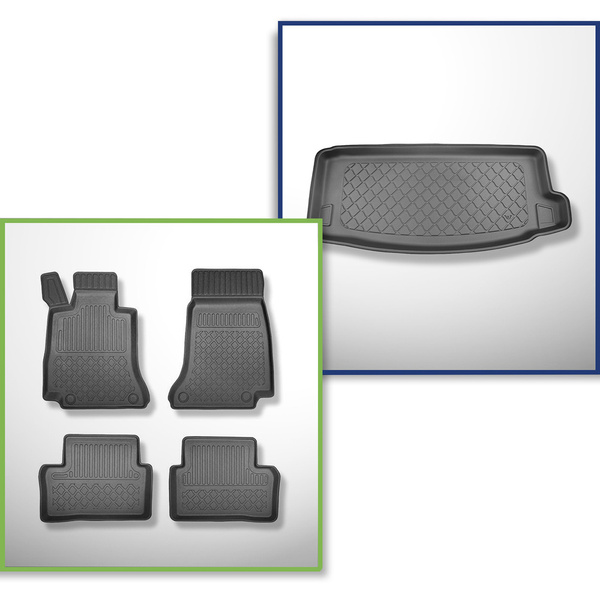 Set Kofferraumschale und angepasste Autoteppiche TPE für: Mercedes-Benz E Klasse W213 Plug-in Hybrid Limousine (07.2016-08.2023) - auch Plug-in-Hybrid