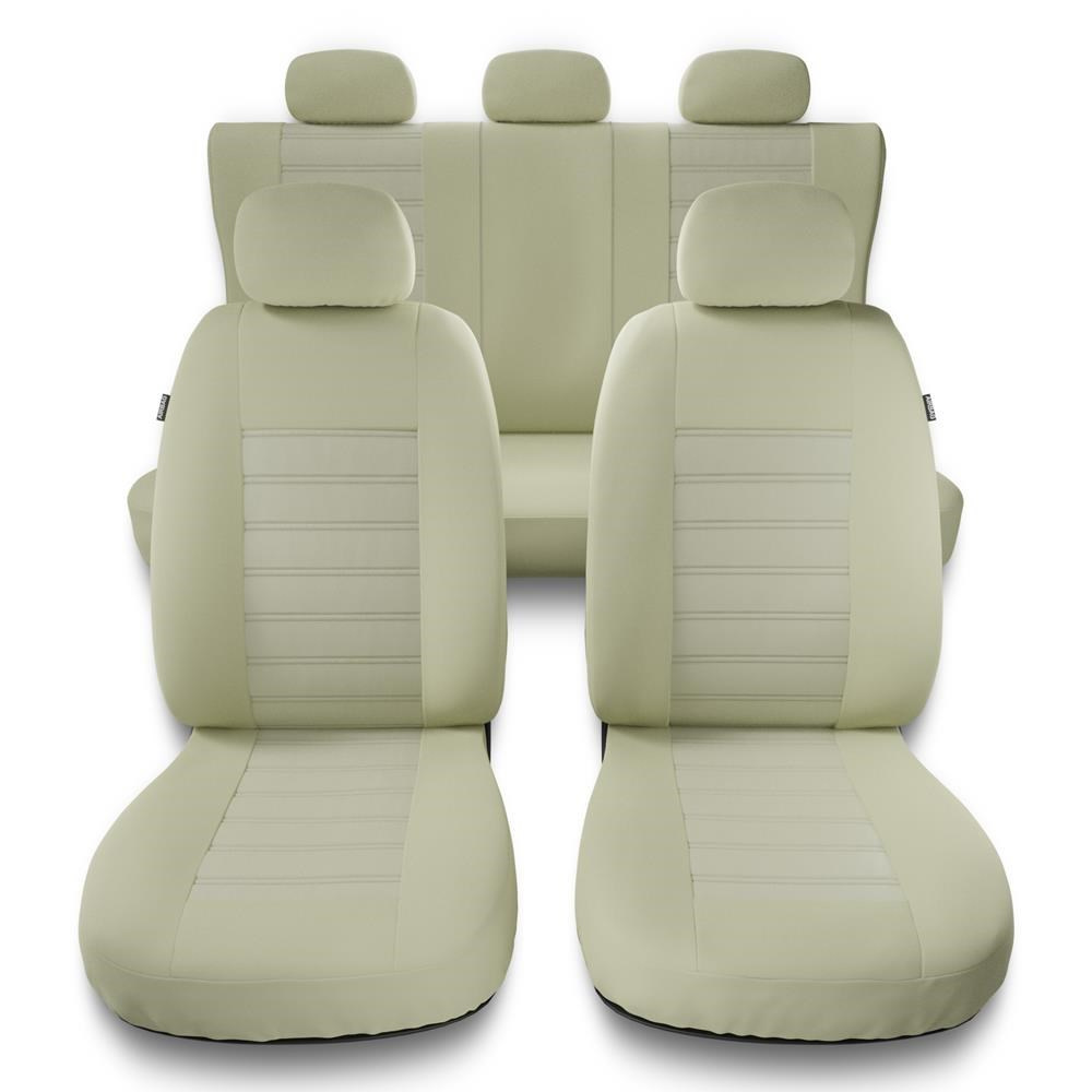 Universal Sitzbezüge Auto für Dacia Duster I, II (2010-2019) -  Autositzbezüge Schonbezüge für Autositze - MD-8 Muster 2 (beige)