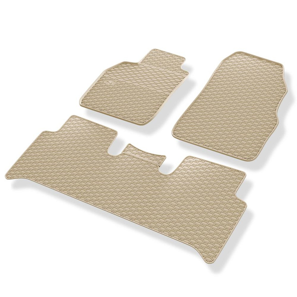 Gummifußmatten Auto für Renault Scenic II MPV (2003-2009) - Gummimatten Gummi Fußmatten - beige - 3 Stk.
