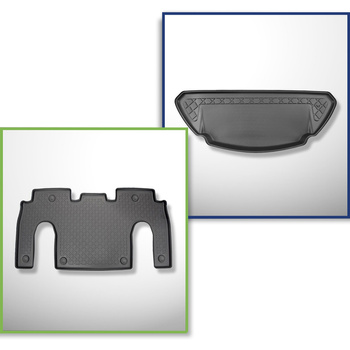 Set Kofferraumschale und angepasste Autoteppiche TPE für: Tesla Model X SUV (10.