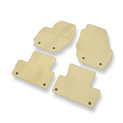 Fußmatten Auto für Volvo XC70 II Crossover (2007-2016) - Premium Velours beige Automatten Autoteppiche