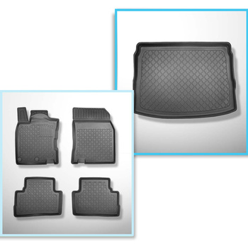 Set Kofferraumschale und angepasste Autoteppiche TPE für: Nissan Qashqai II Crossover (02.2014-05.2021) - erh. Ladefläche; Modelle mit Varioboden