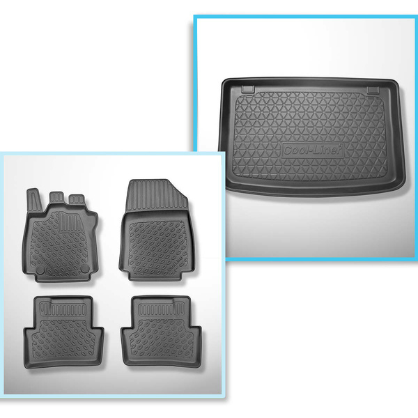 Set Kofferraumschale und angepasste Autoteppiche TPE PREMIUM für: Renault Clio IV Hatchback (10.2012-08.2019)