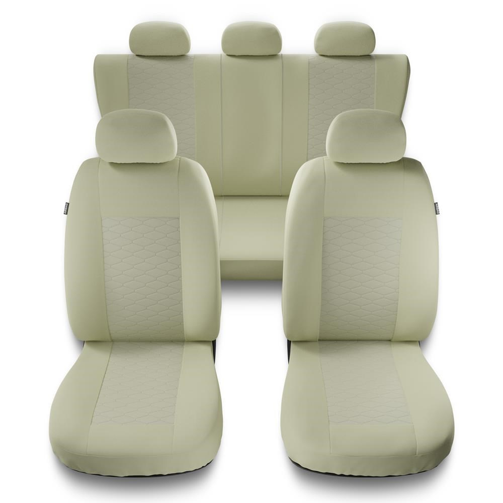 Universal Sitzbezüge Auto für BMW X6 E71, E72, F16 (2008-2019) -  Autositzbezüge Schonbezüge für Autositze - MD-9 Muster 3 (beige)