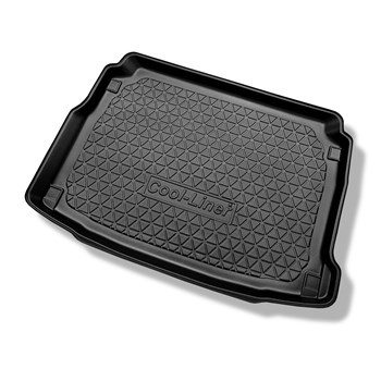 Kofferraumwanne für Peugeot 308 II Hatchback (08.2013-11.2021) - Kofferraummatte rutschfest Schutzmatte - erhoehte Ladeflaeche (gerade Ladekante); mit rechter Ausbuchtung; mit vollem Reserverad