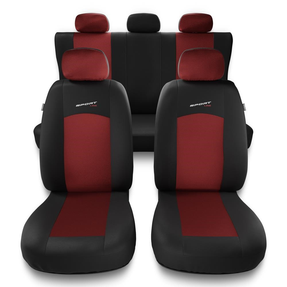 Universal Sitzbezüge Auto für BMW 5er E34, E39, E60, E61, F10, G30, G31  (1988-2019) - Autositzbezüge Schonbezüge für Autositze - S-RD rot
