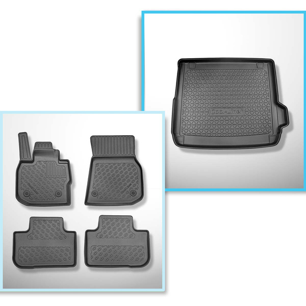 Set Kofferraumschale und angepasste Autoteppiche TPE PREMIUM für: BMW X4 G02 SAC (04.2018-....) - auch für Modelle mit Schienen