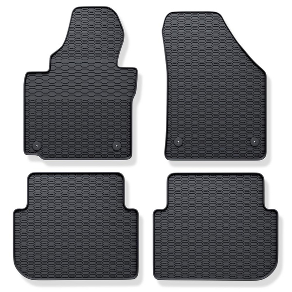 Gummifußmatten Auto für Volkswagen Touran I MPV (2003-2010) - Gummimatten Gummi Fußmatten - schwarz - 4 Stk.