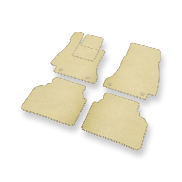 Fußmatten Auto für Mercedes-Benz E Klasse W213 Coupé, Limousine, Kombi (2016-2023) - Premium Velours beige Automatten Autoteppiche