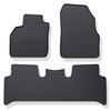 Gummifußmatten Auto für Renault Scenic II MPV (2003-2009) - Gummimatten Gummi Fußmatten - schwarz - 3 Stk.