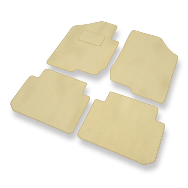 Fußmatten Auto für Kia Carens III MPV (2006-2012) - Premium Velours beige Automatten Autoteppiche