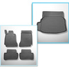 Set Kofferraumschale und angepasste Autoteppiche TPE PREMIUM für: Mercedes-Benz C Klasse W204 Limousine (04.2007-02.2014) - hintere Sitze umlegbar; mit linker Ausbuchtung