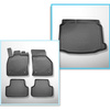 Set Kofferraumschale und angepasste Autoteppiche TPE PREMIUM für: Seat Leon III 5F Hatchback (11.2012-02.2020) - vertiefte Ladeflaeche; ohne doppelten Ladeboden