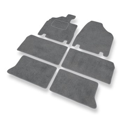 Fußmatten Auto für Kia Carnival II MPV (2006-2010) - Premium Velours graue Automatten Autoteppiche