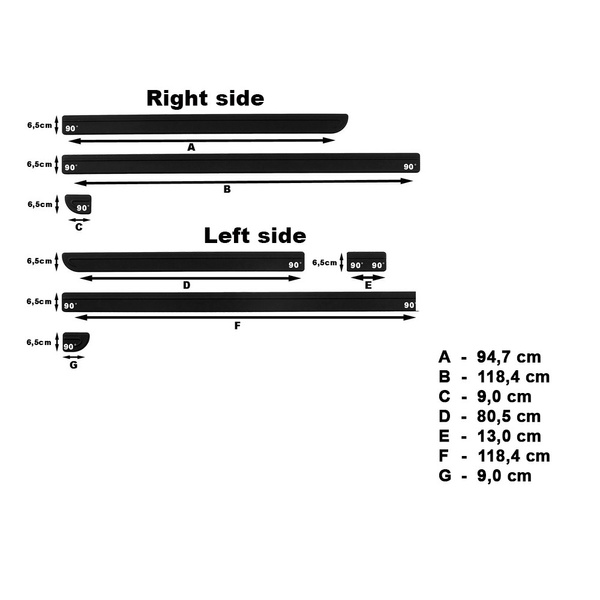 Schwarze Auto Seitenschutzleisten Volkswagen Transporter T5 Van (2004-2015) - (kürzer Radstand)