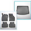 Set Kofferraumschale und angepasste Autoteppiche TPE für: Seat Leon IV KL Hatchback (03.2020-....) - oberer Kofferraum (für Multiboden);beweglicher Boden in höchster Stellung;nicht für mHEV