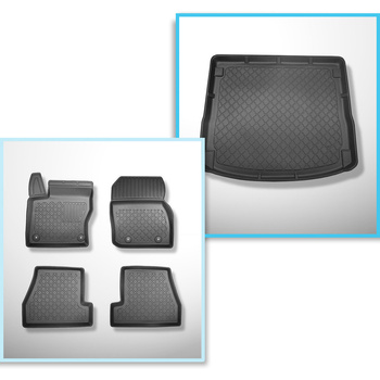 Set Kofferraumschale und angepasste Autoteppiche TPE für: Ford Focus III Kombi (