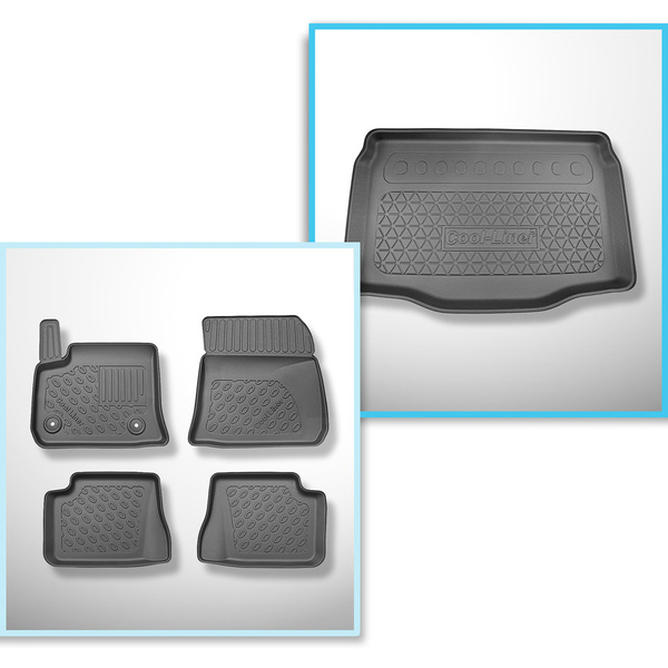 Set Kofferraumschale und angepasste Autoteppiche TPE für: Fiat 600e Hatchback (09.2023-....) - unterer Kofferraum;Modelle ohne Varioboden