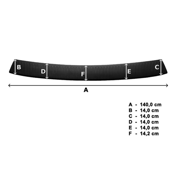 Schwarzer Ladekantenschutz für die hintere Stoßstange Citroen Jumpy III Van (2016-....) - (Länge: 140cm )