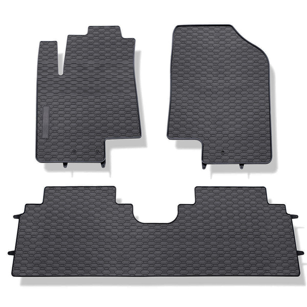Gummifußmatten Auto für Kia Venga MPV (2009-2019) - Gummimatten Gummi Fußmatten - schwarz - 3 Stk.