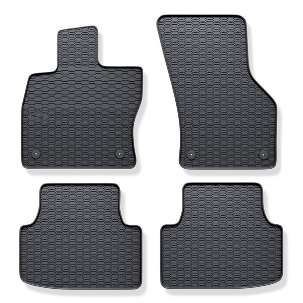 Gummifußmatten Auto für Volkswagen Passat B8 Limousine, Variant (2014-2023) - Gummimatten Gummi Fußmatten - schwarz - 4 Stk.