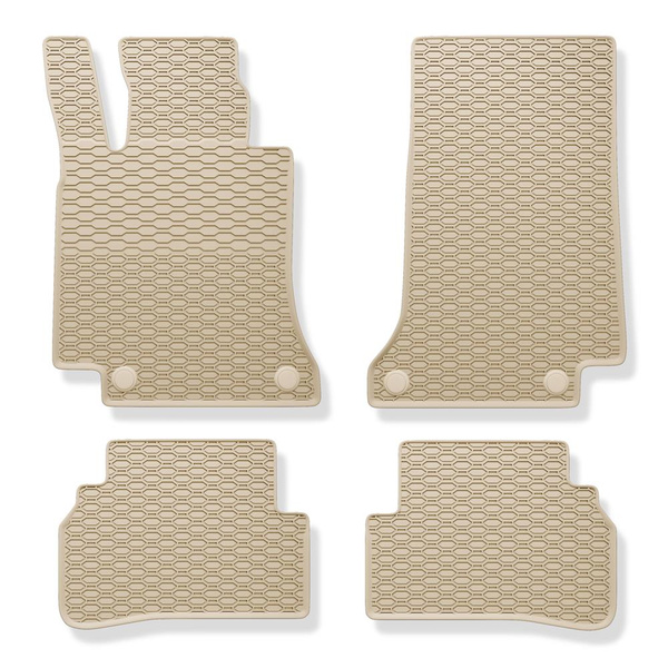 Gummifußmatten Auto für Mercedes-Benz C Klasse W205 Kombi, Limousine (2013-2021) - Gummimatten Gummi Fußmatten - beige - 4 Stk.