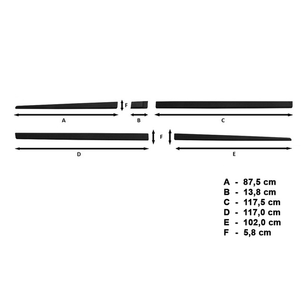 Schwarze Auto Seitenschutzleisten Mercedes-Benz Vito Van (2014-....)