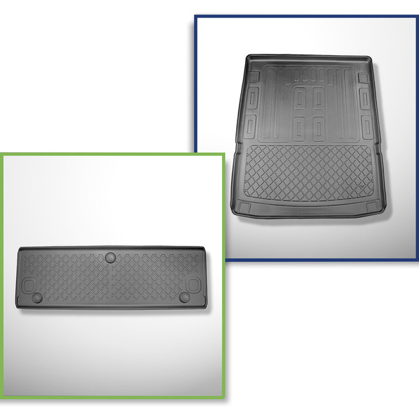Set Kofferraumschale und angepasste Autoteppiche TPE für: Volkswagen Caddy V Maxi Van (11.2020-....) - 7 Sitze;hinter der 2. Sitzreihe