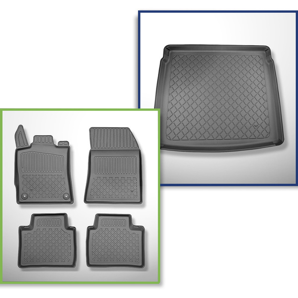 Set Kofferraumschale und angepasste Autoteppiche TPE für: Peugeot 408 Plug-in Hybrid SUV (10.2022-....) - auch für Plug-in Hybrid