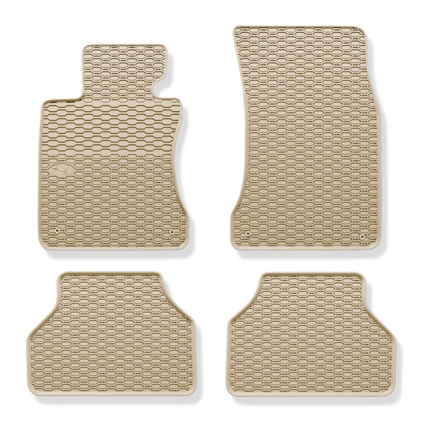 Gummifußmatten Auto für BMW 5er E60, E61 Limousine, Touring (2003-2010) - Gummimatten Gummi Fußmatten - beige - 4 Stk.