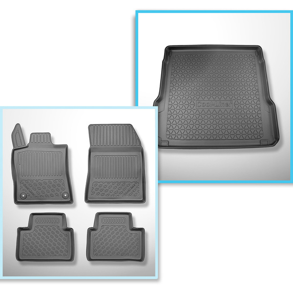 Set Kofferraumschale und angepasste Autoteppiche TPE für: Opel Astra L (VI) Sports Tourer (01.2022-....) - oberer Kofferraum (für Multiboden);Varioboden im hoechsten Ebene (flex floor);auch für Plug-in Hybrid