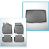 Set Kofferraumschale und angepasste Autoteppiche TPE für: Dacia Sandero III DJF Hatchback (01.2021-....) - oberer Kofferraum (für Multiboden);beweglicher Boden in höchster Stellung