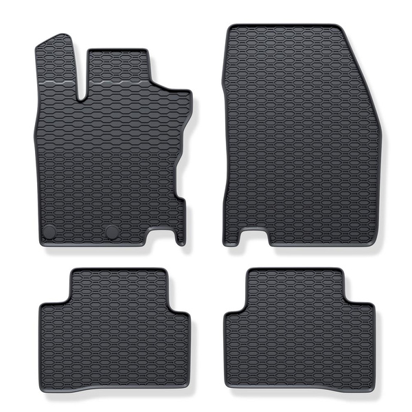 Gummifußmatten Auto für Nissan Qashqai II Crossover (2014-2021) - Gummimatten Gummi Fußmatten - schwarz - 4 Stk.
