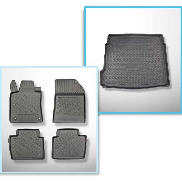 Set Kofferraumschale und angepasste Autoteppiche TPE PREMIUM für: Peugeot 508 II Limousine (11.2018-....) - auch für Hybriden