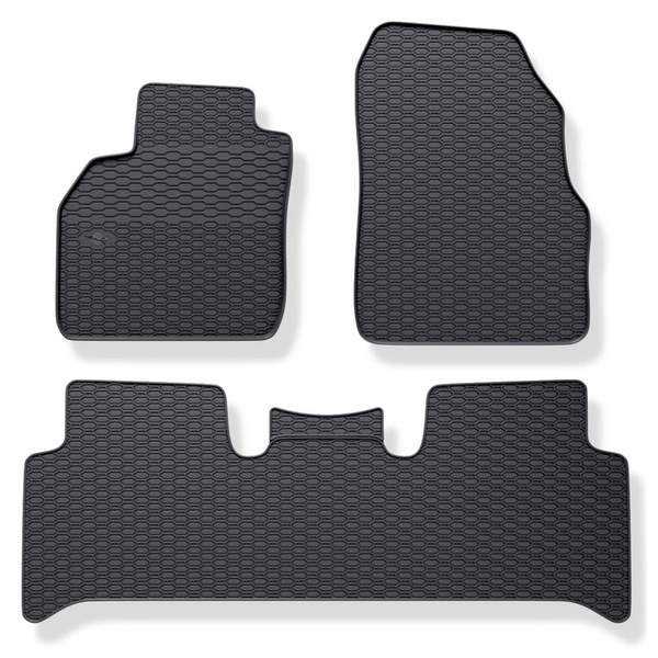 Gummifußmatten Auto für Renault Scenic II MPV (2003-2009) - Gummimatten Gummi Fußmatten - schwarz - 3 Stk.