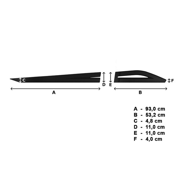 Schwarze Auto Seitenschutzleisten Toyota Rav4 SUV (2019-....) - (Länge: 930mm; 532mm)