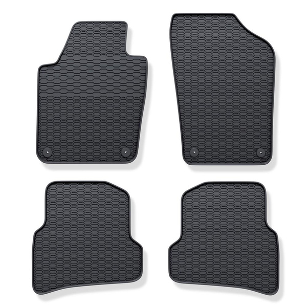 Gummifußmatten Auto für Volkswagen Polo V Hatchback, Limousine (2009-2017) - Gummimatten Gummi Fußmatten - schwarz - 4 Stk.