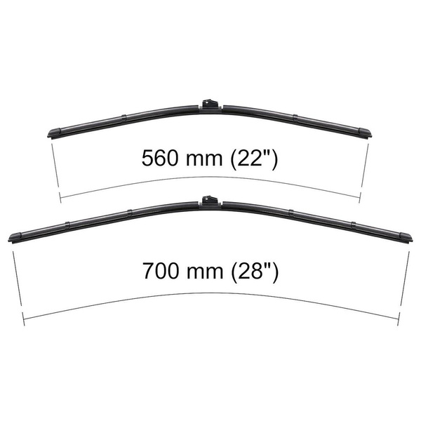 Vordere Scheibenwischer für Citroen C5 III Limousine, Tourer (04.2008-12.2018) umgekehrte Montage des Adapters (Passagierseite) - Wischerblätter Flach