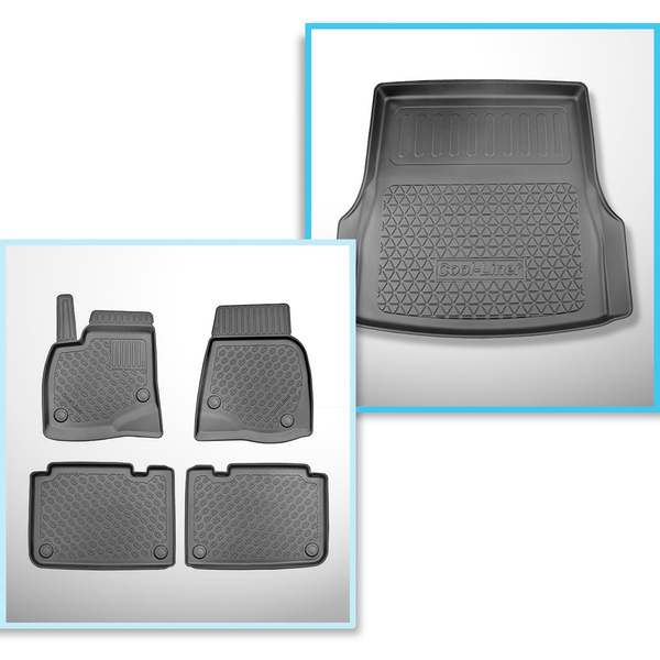 Set Kofferraumschale und angepasste Autoteppiche TPE für: Tesla Model S Liftback (07.2012-03.2015) - Kofferraum hinten;Zwei-Rad-Antrieb