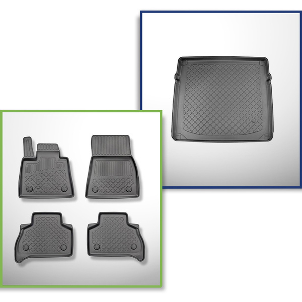 Set Kofferraumschale und angepasste Autoteppiche TPE für: BMW X5 G05 SAV (11.2018-....) - 5 Sitzer;ohne 3. Sitzreihe;auch Plug-in-Hybrid