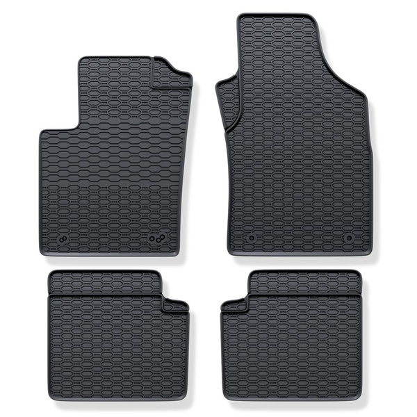 Gummifußmatten Auto für Fiat Panda II Hatchback (2003-2012) - Gummimatten Gummi Fußmatten - schwarz - 4 Stk.