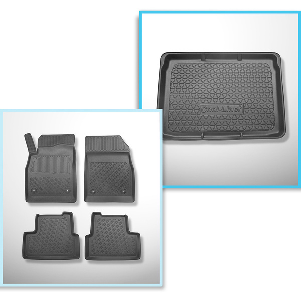 Set Kofferraumschale und angepasste Autoteppiche TPE für: Opel Astra J GTC Coupé (10.2011-2015) - oberer Kofferraum (für Multiboden)